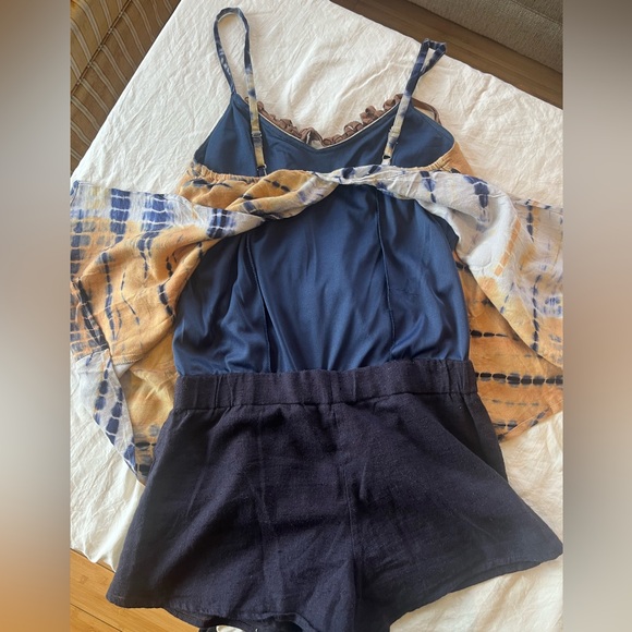 Unique tie dye romper with faux suede fringe by Judith March - Picture 5 of 8